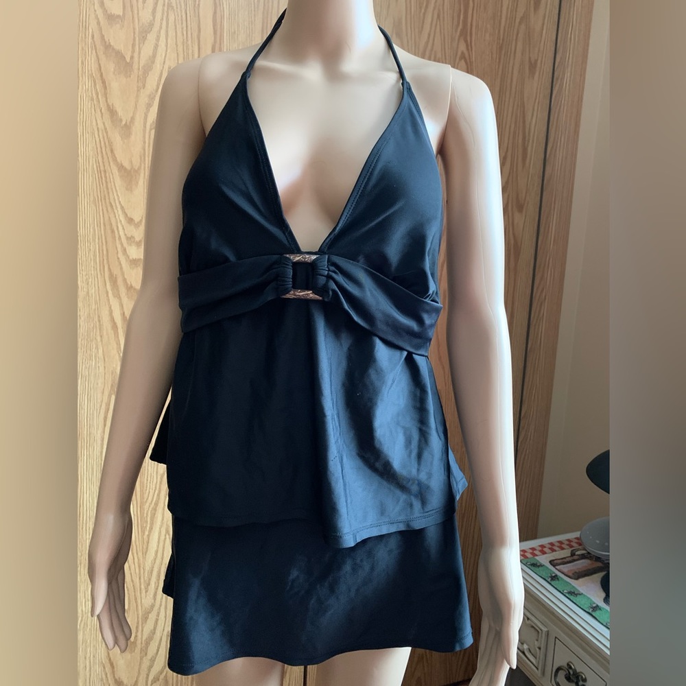 🍉 Athletic works tankini, plus size, halter top tie at neck skirted bottom brief